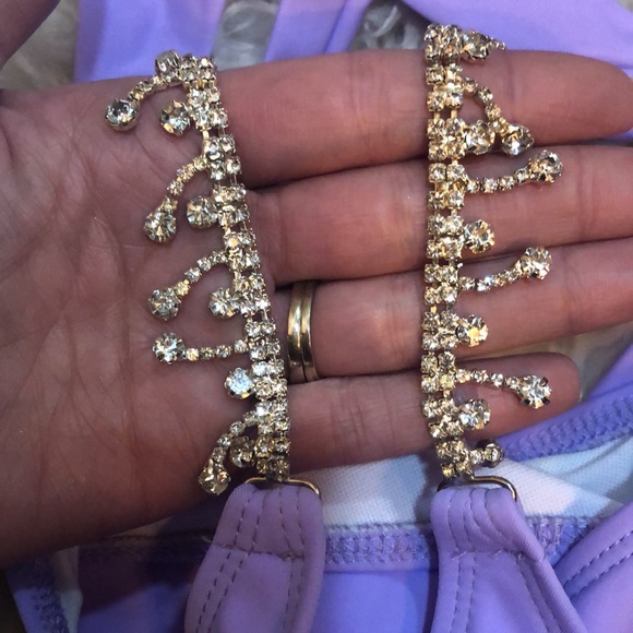 NWT! Sexy Purple Rhinestone Waist Swimsuit! - Picture 7 of 10